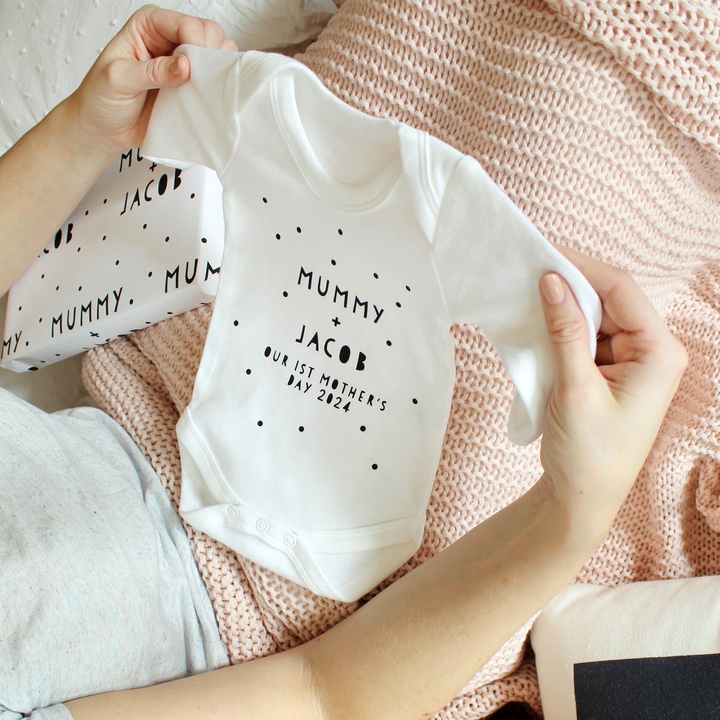 Our first Mother's Day 2024, Personalised Babygrow