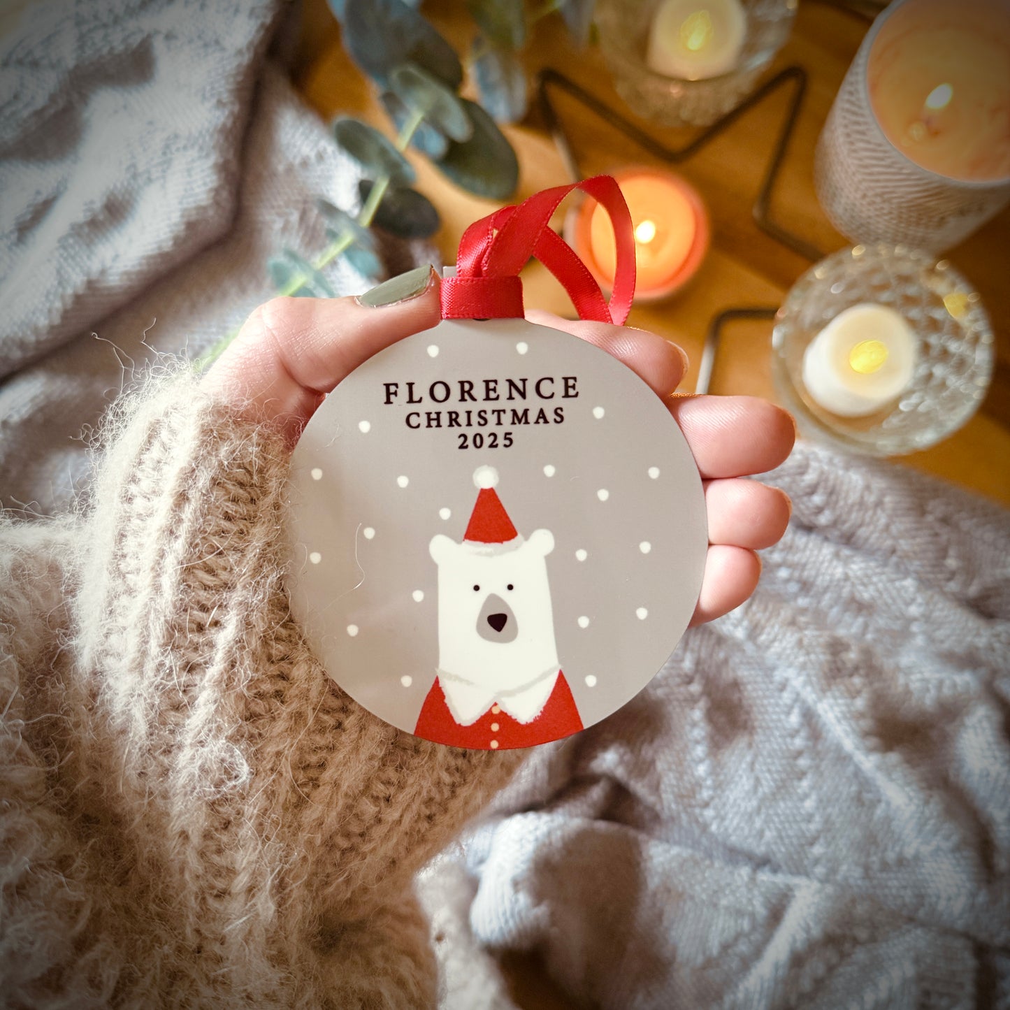 Personalised Santa Bear Christmas Tree Decoration