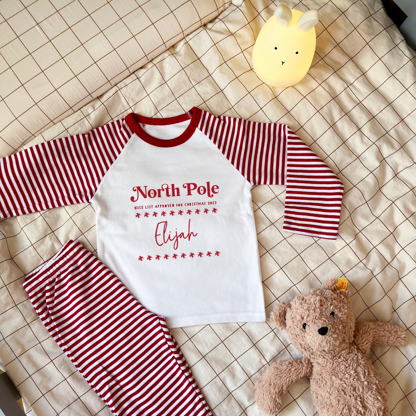 Personalised Christmas  North Pole, Nice List Romper suit Or Pyjamas