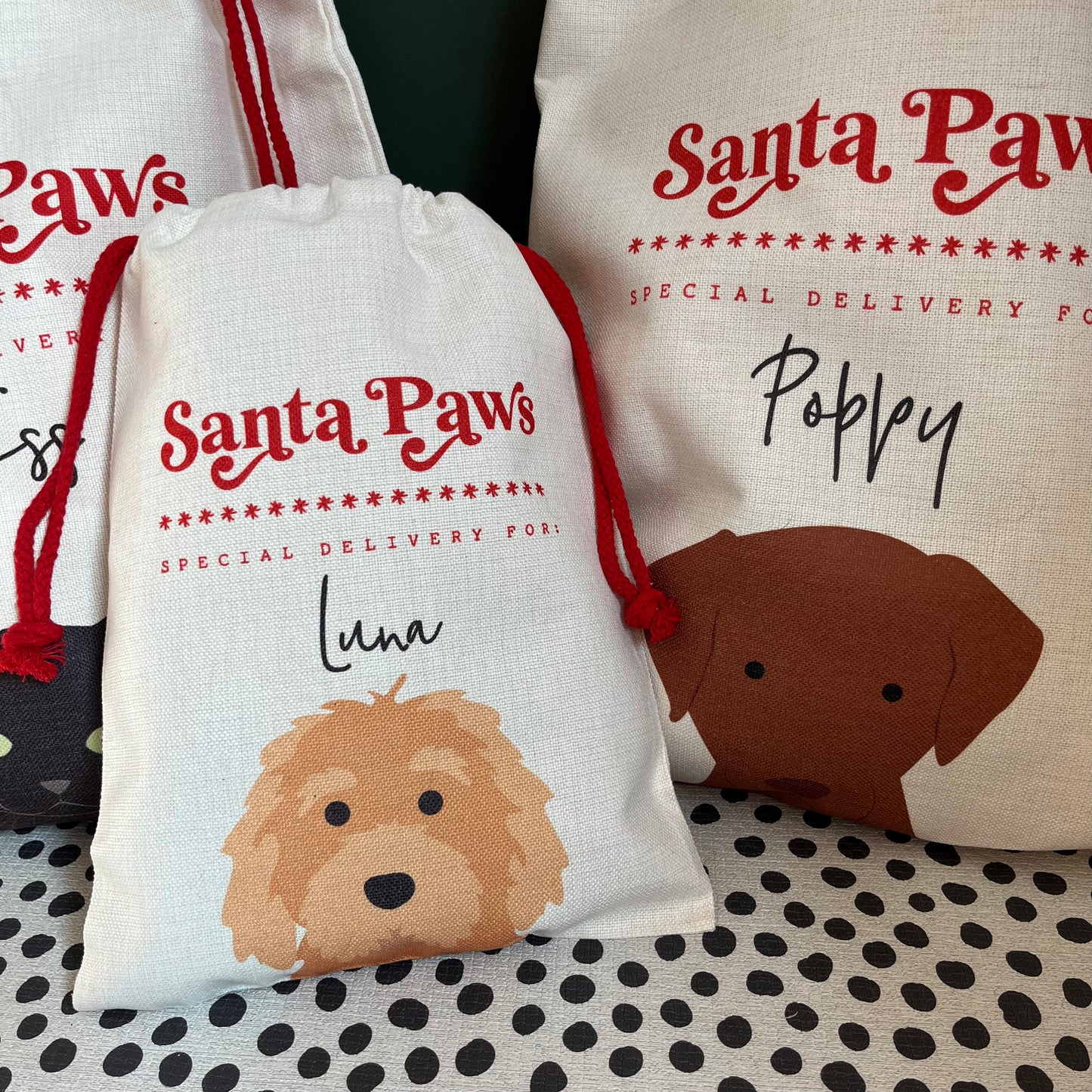 Santa Paws, Personalised Christmas  Dog Sack