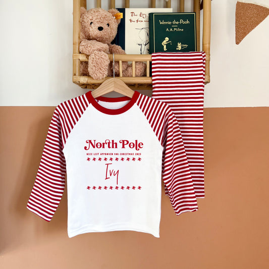 Personalised Christmas  North Pole, Nice List Romper suit Or Pyjamas