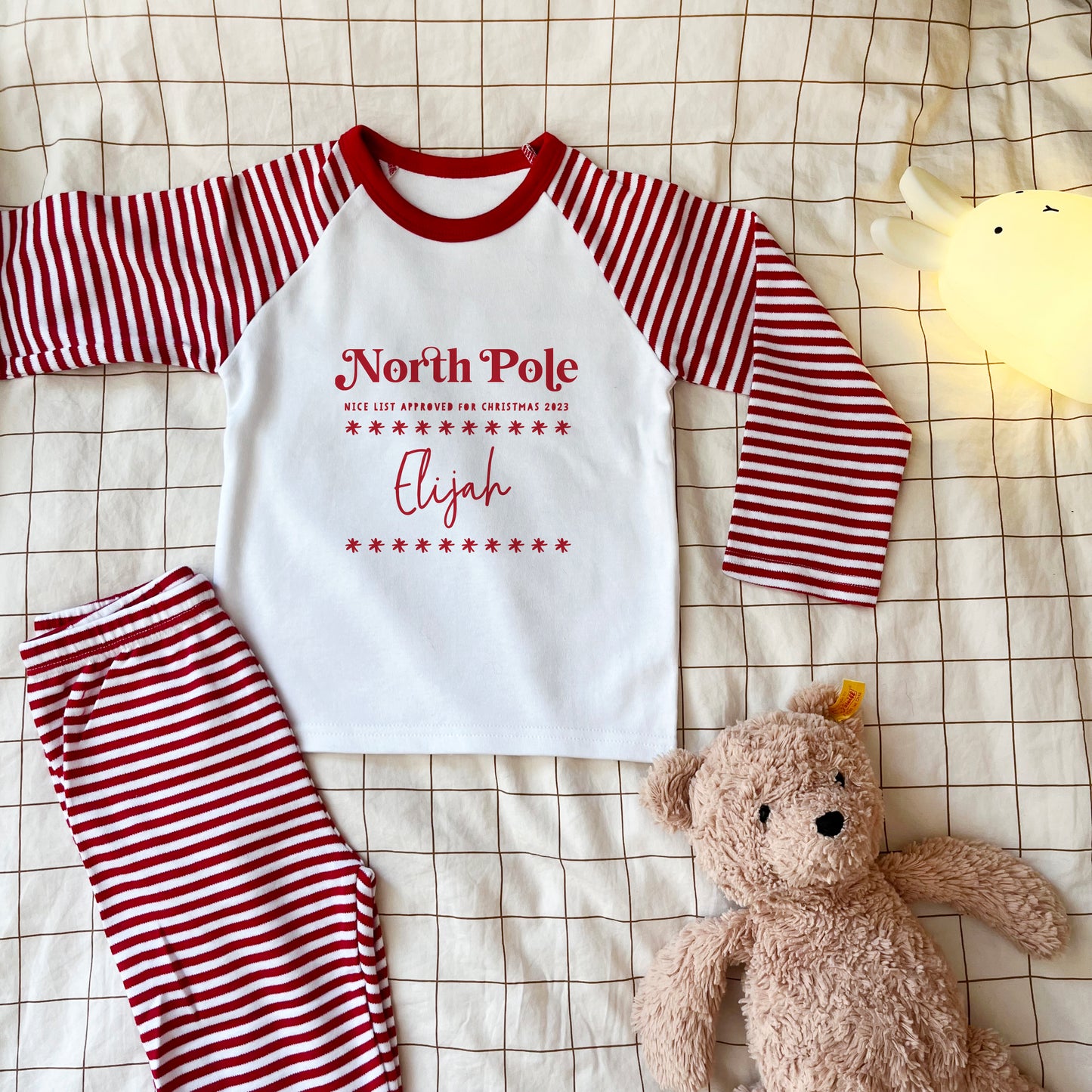 Personalised Christmas  North Pole, Nice List Romper suit Or Pyjamas