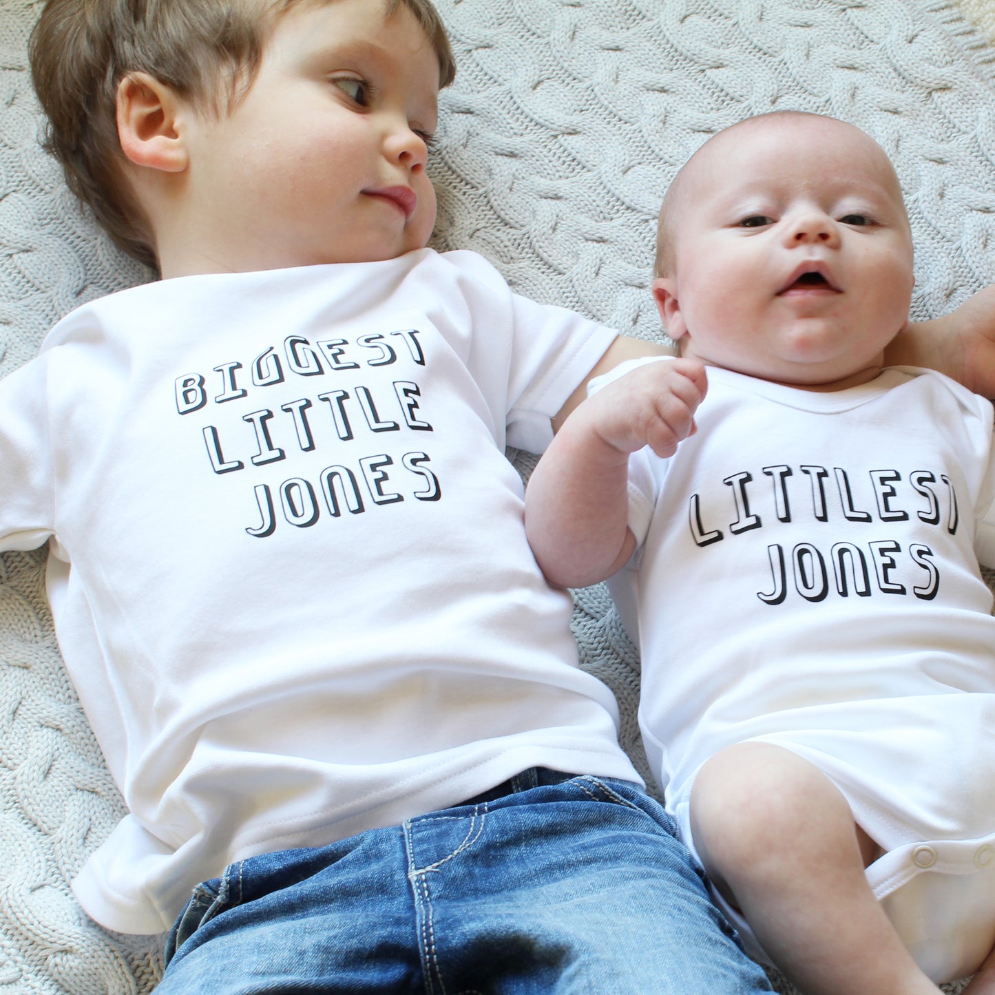 Personalised Littlest Surname Baby Grow or Sibling Set