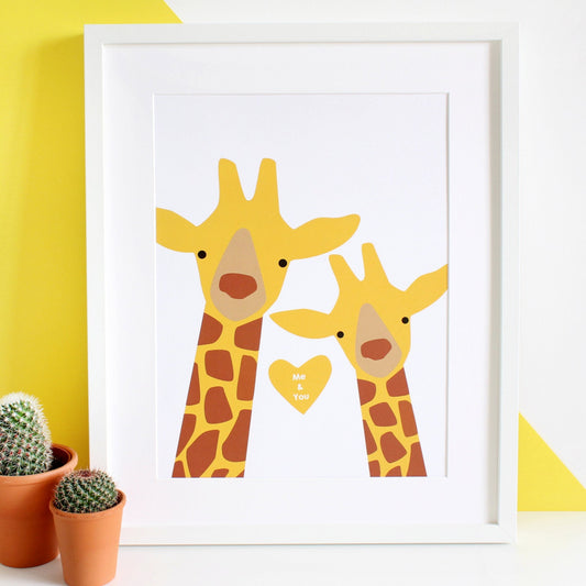 Giraffe Couple 'Selfie' Me and You Print