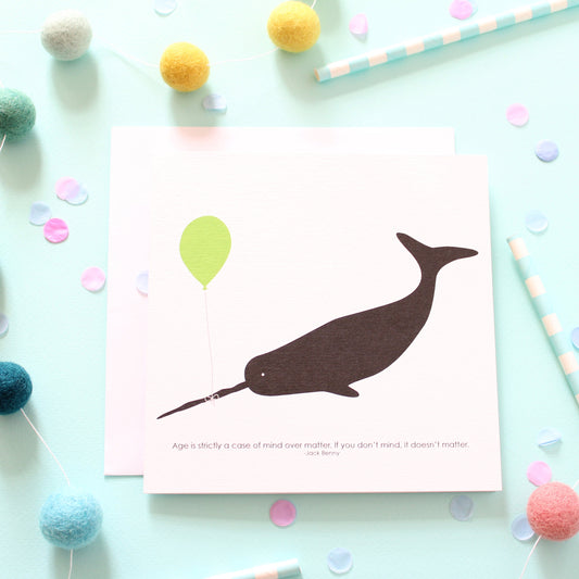 Funny Age Whale Card Whale and Balloon