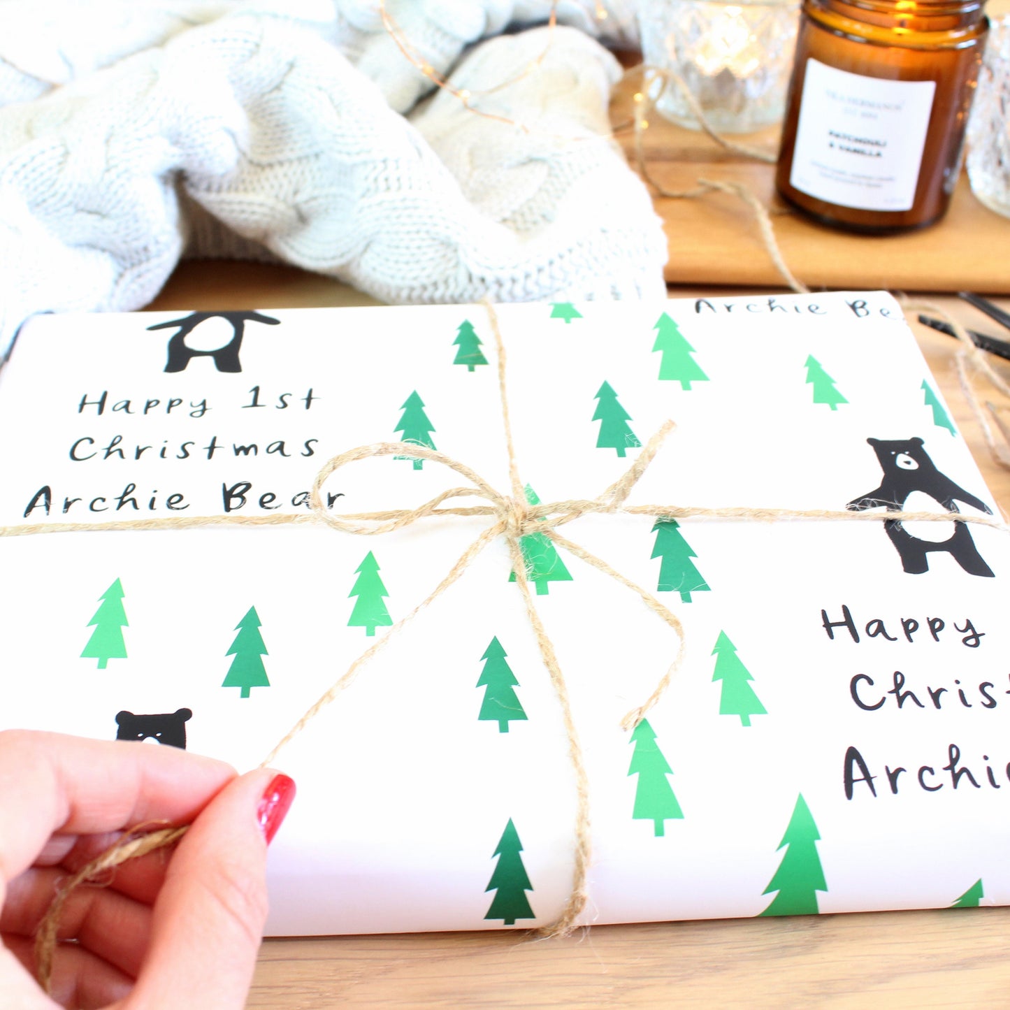 Babies 1st Christmas, Woodland Personalised Gift Wrap