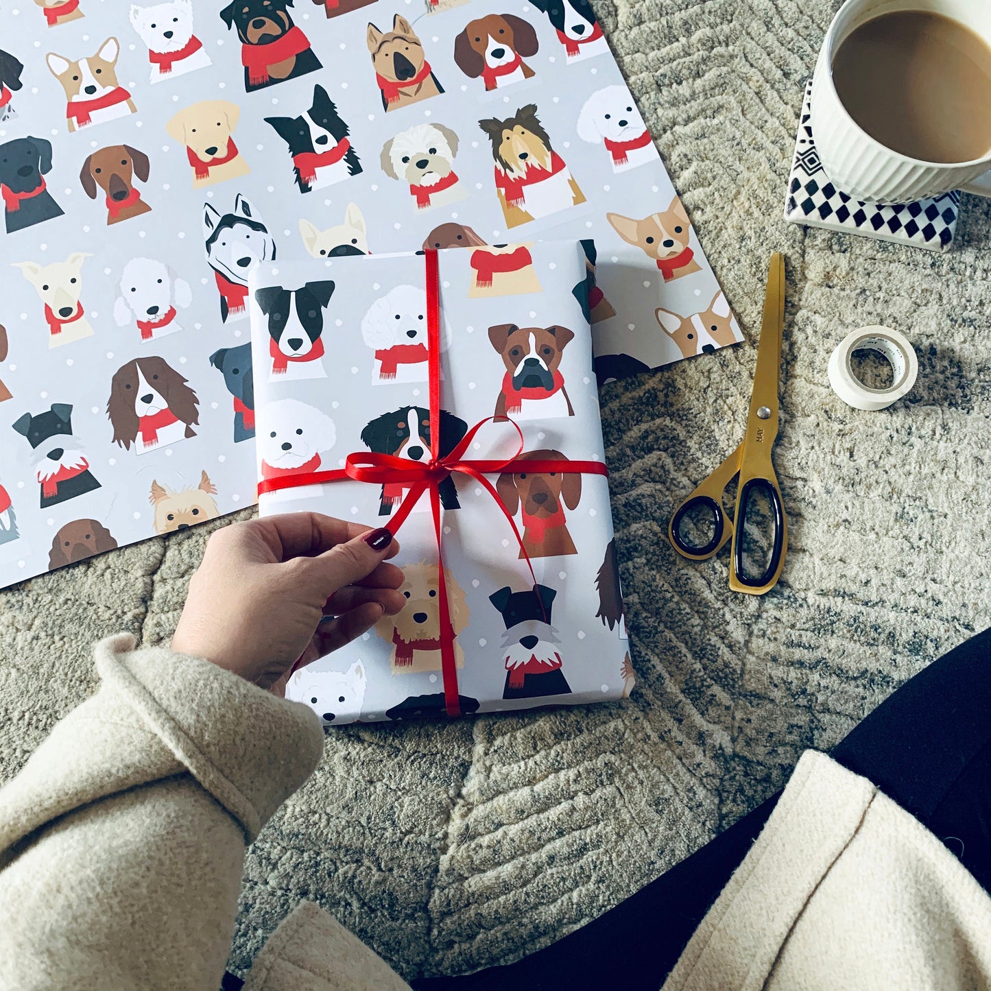 Snowy Christmas Dog Wrapping Paper