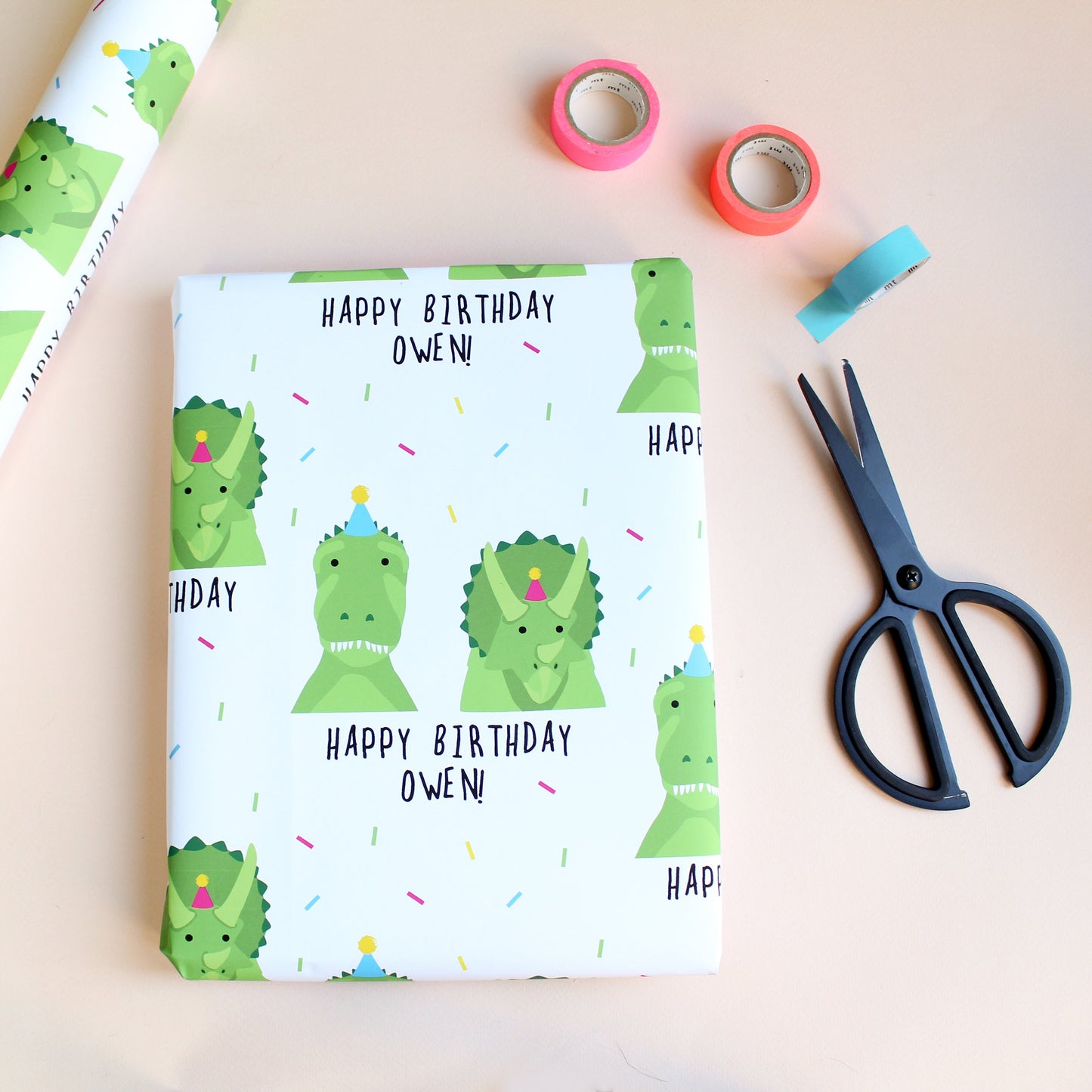 Personalised Dinosaur Birthday Wrapping Paper