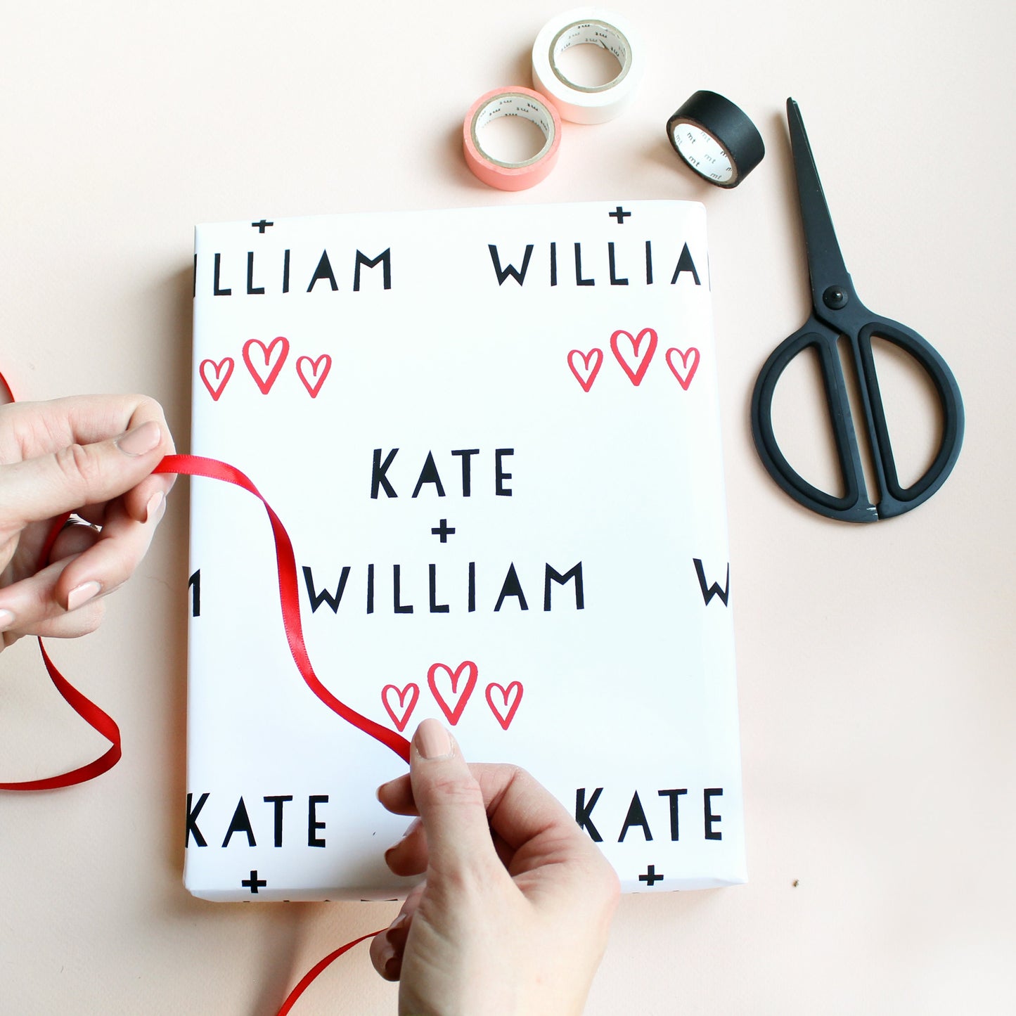 personalised name and name couples wrapping paper