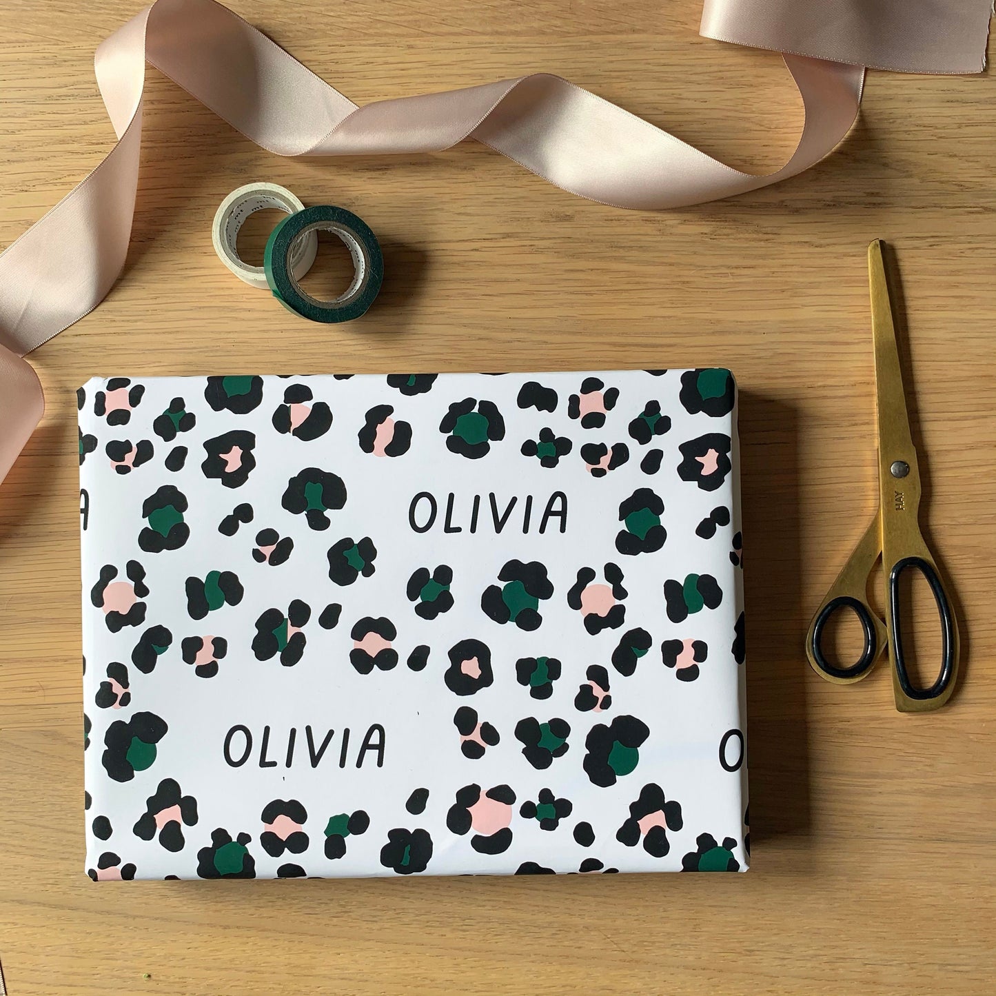 Personalised Leopard Print Name Wrapping Paper