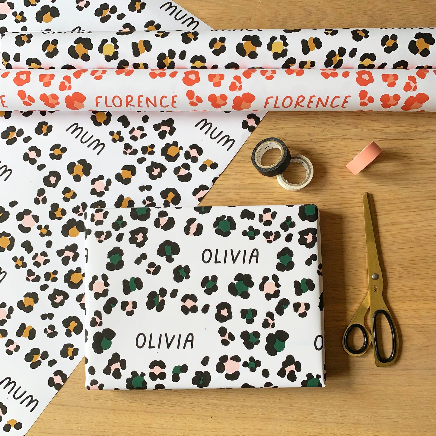 Personalised Leopard Print Name Wrapping Paper