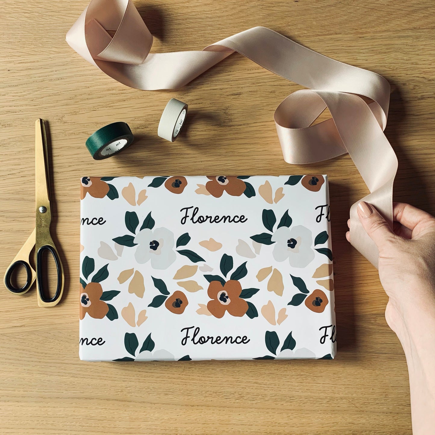 Personalised Floral Name Wrapping Paper