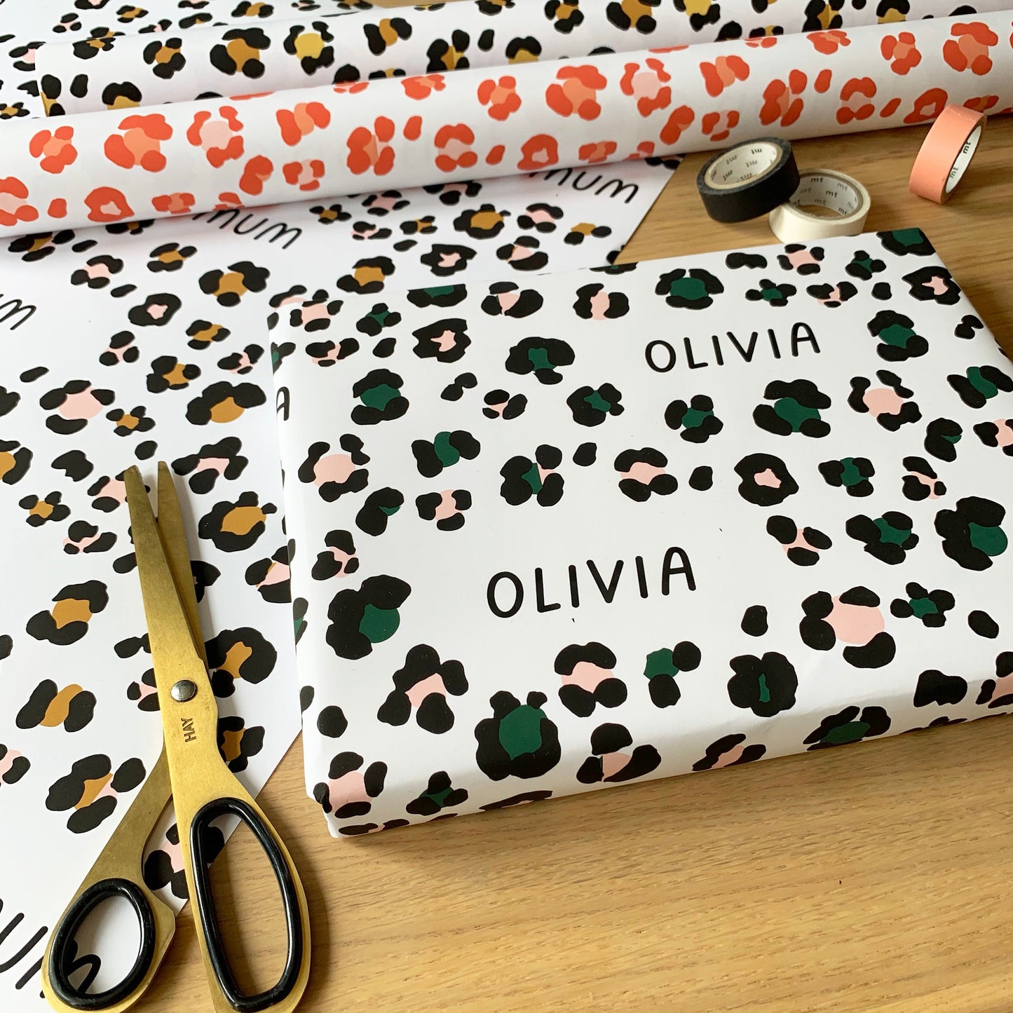 Personalised Leopard Print Name Wrapping Paper