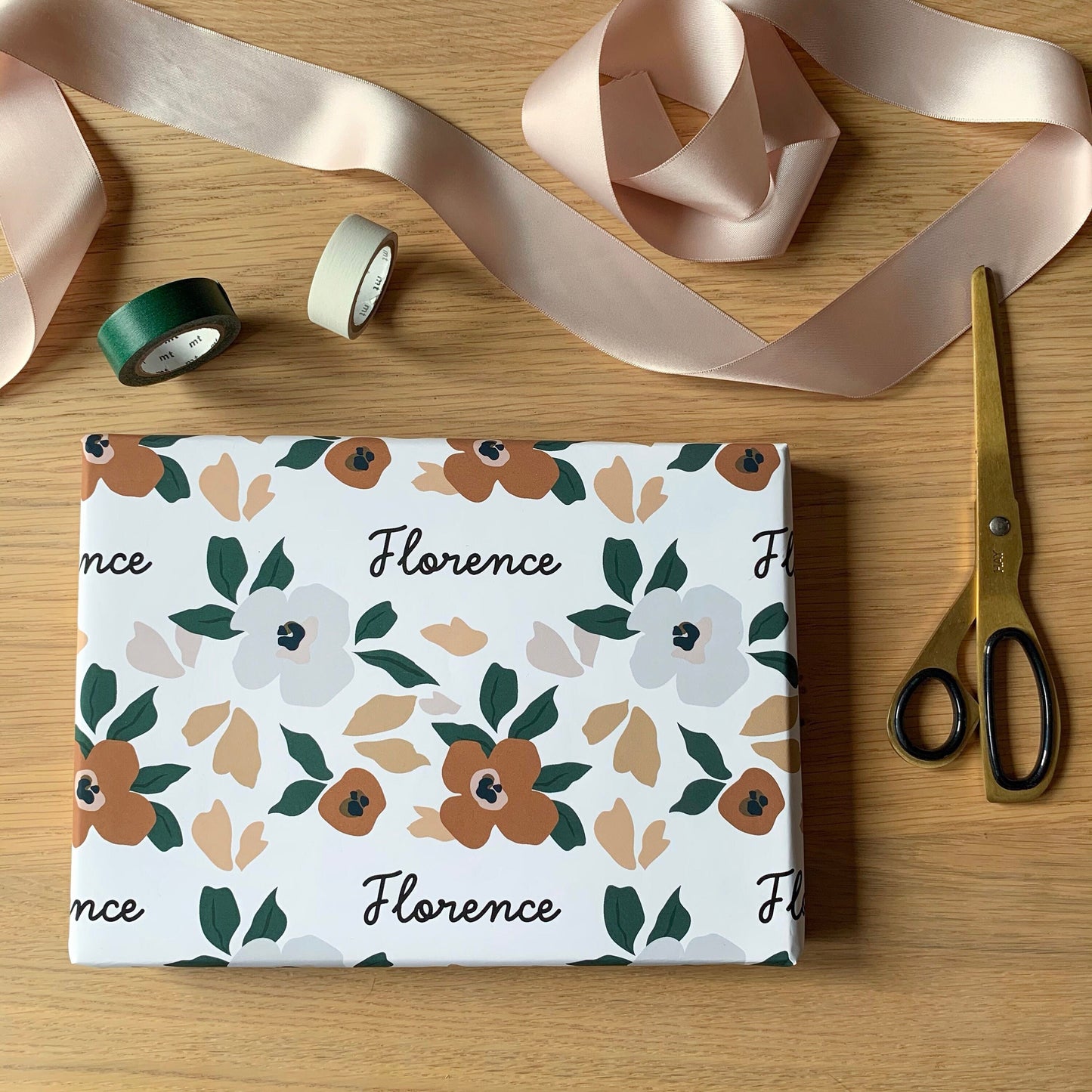 Personalised Floral Name Wrapping Paper