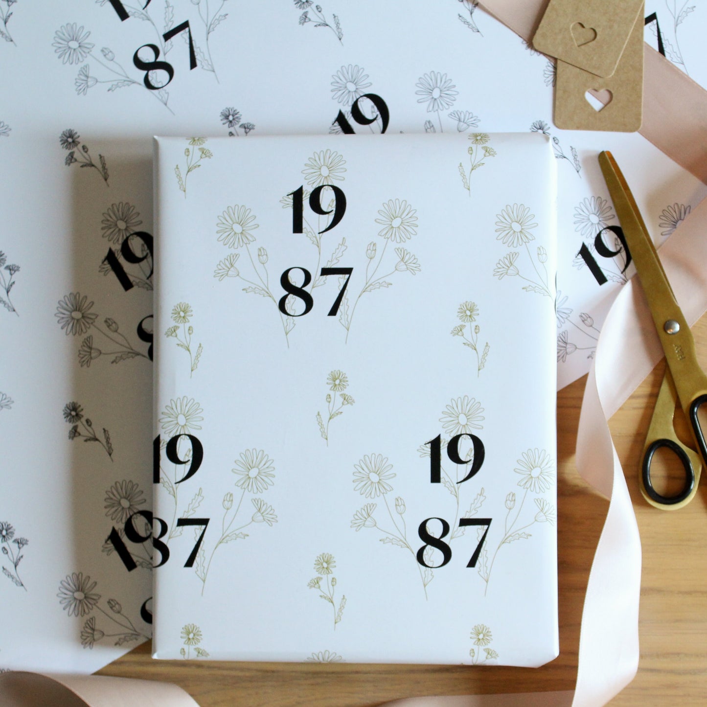 Personalised Birth flower & Birth year Wrapping Paper