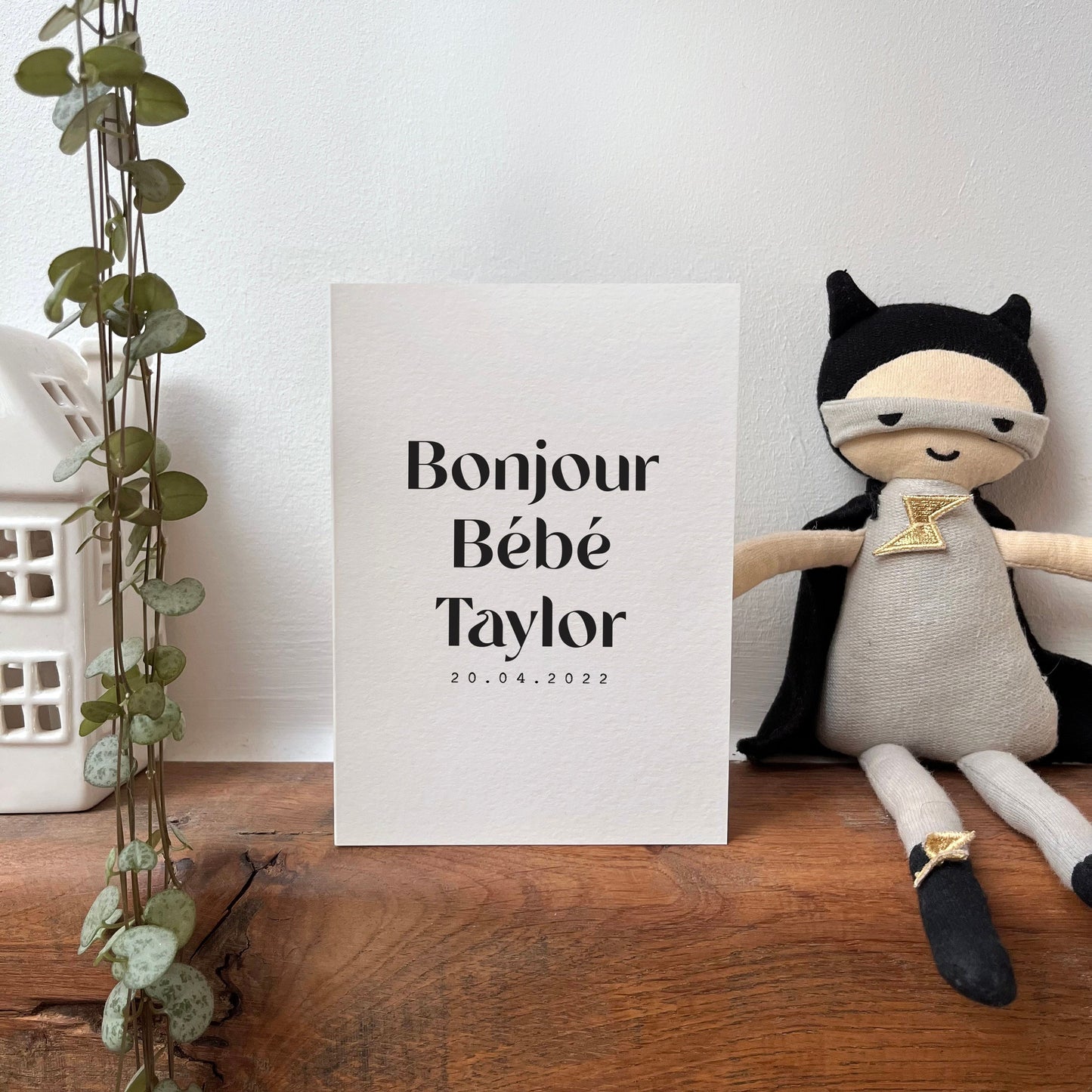Personalised Bonjour Bebe, New Baby Card