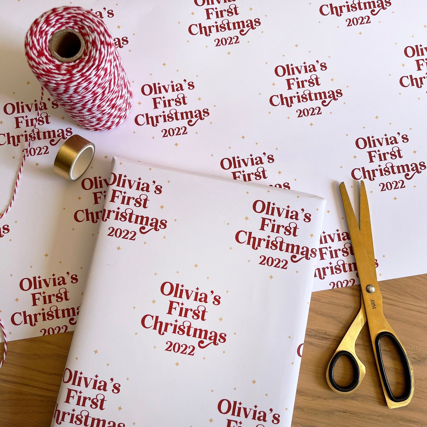 Personalised First Christmas 2023,  Text Gift Wrap