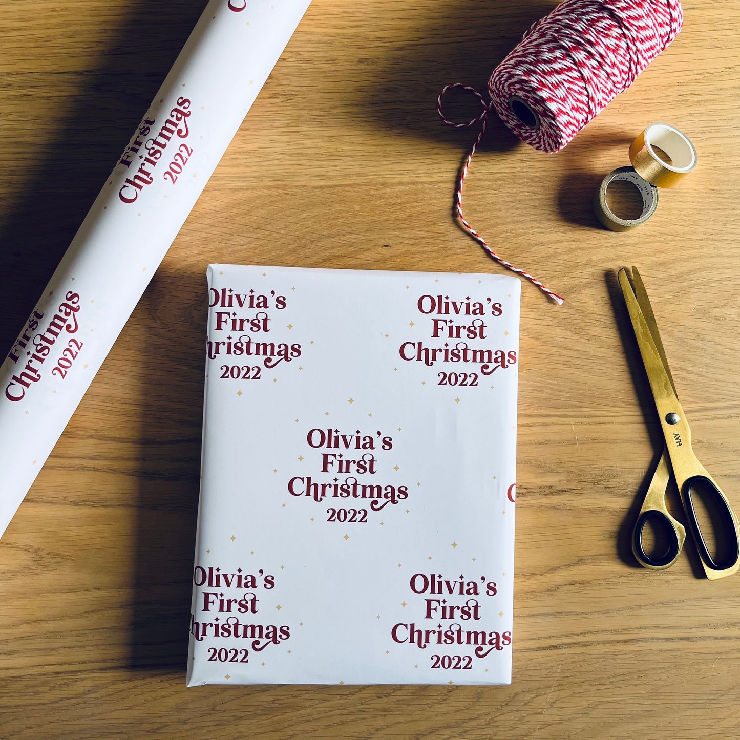 Personalised First Christmas 2025, Text Gift Wrap