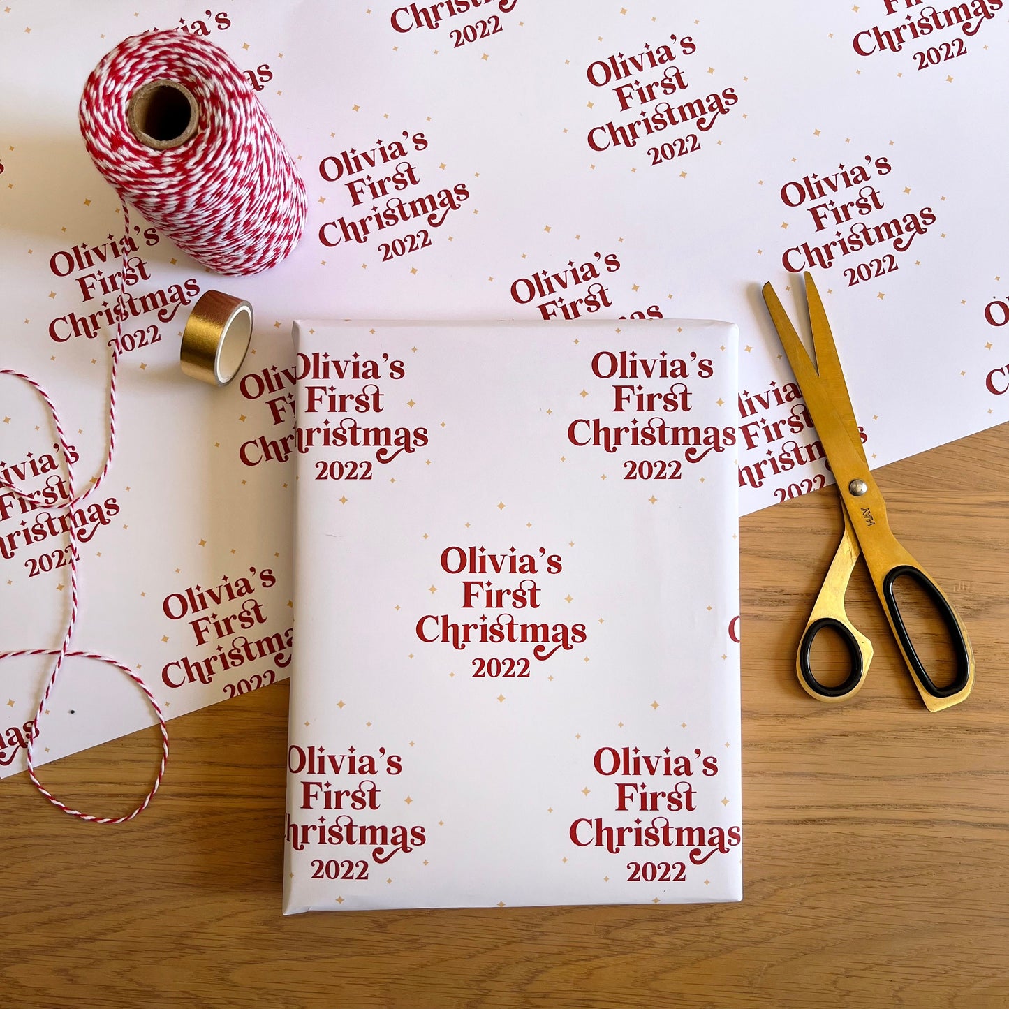 Personalised First Christmas 2025, Text Gift Wrap