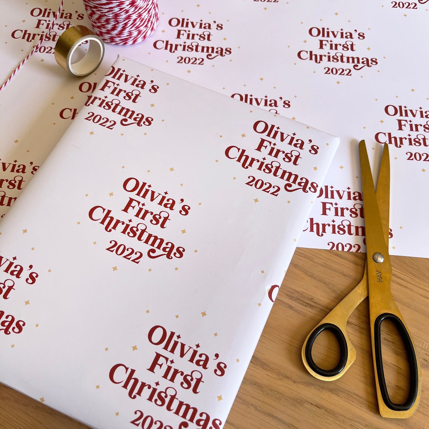Personalised First Christmas 2025, Text Gift Wrap