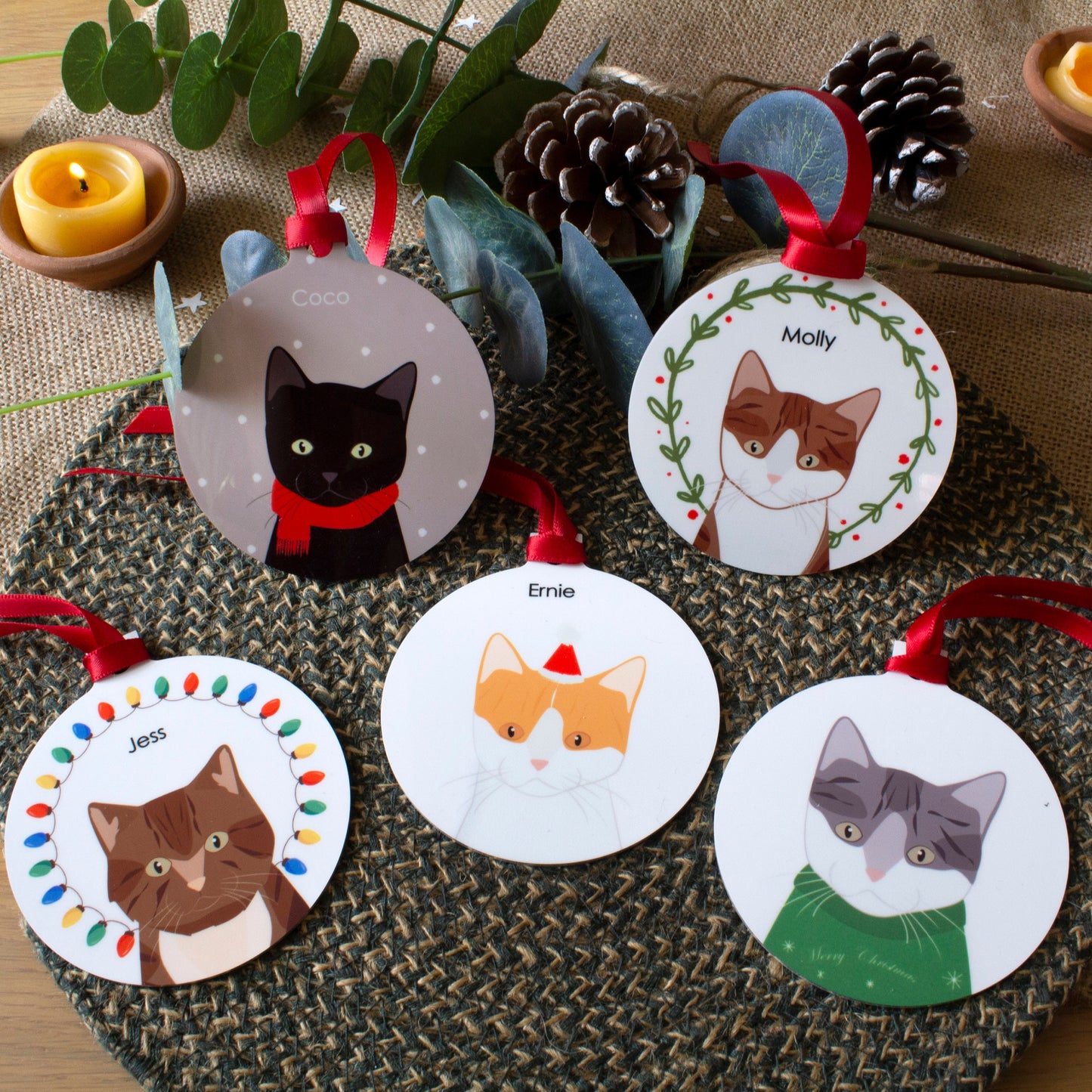 Personalised Cat Christmas Bauble / Christmas Tree Ornament