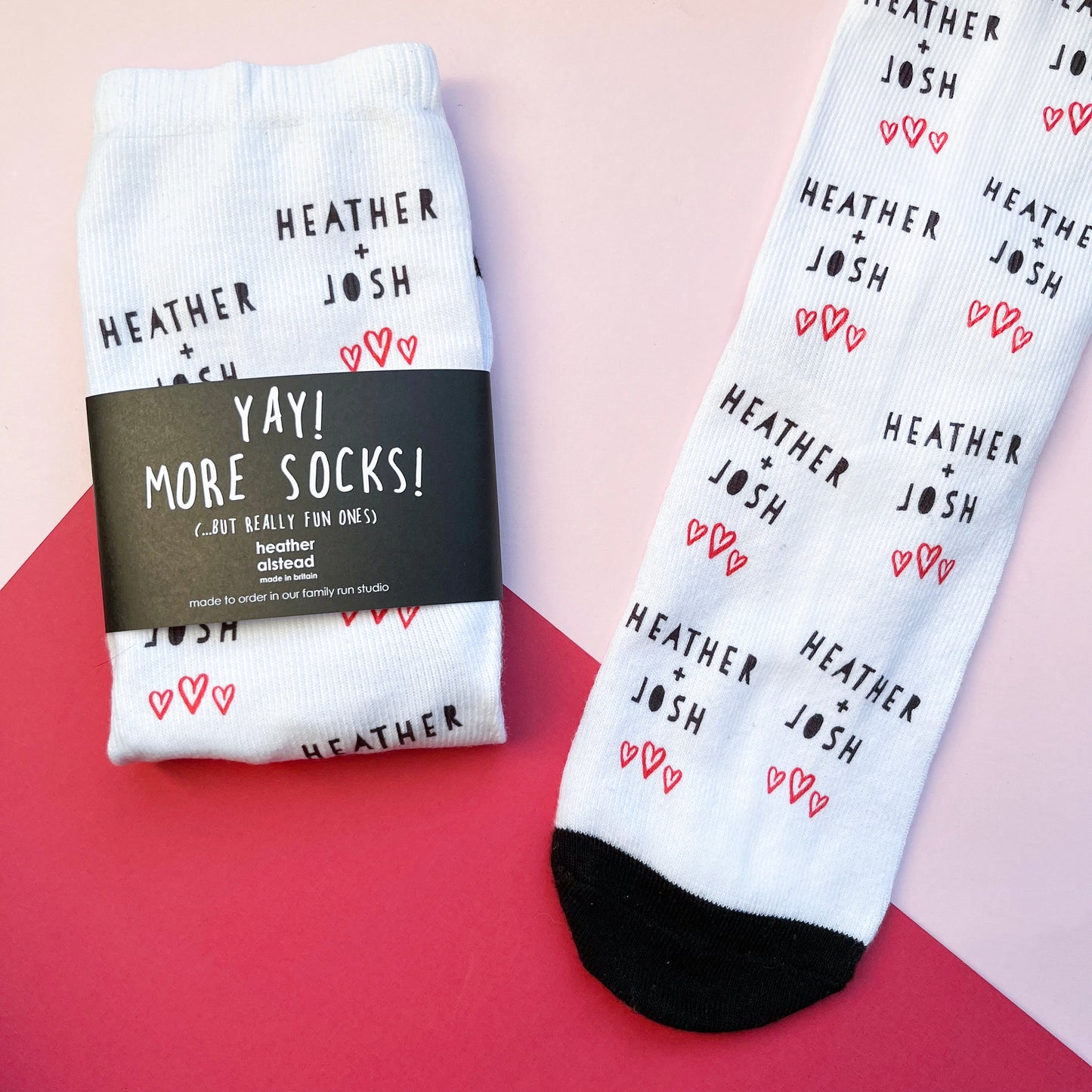 Personalised Name and Name, Valentine's Day Socks