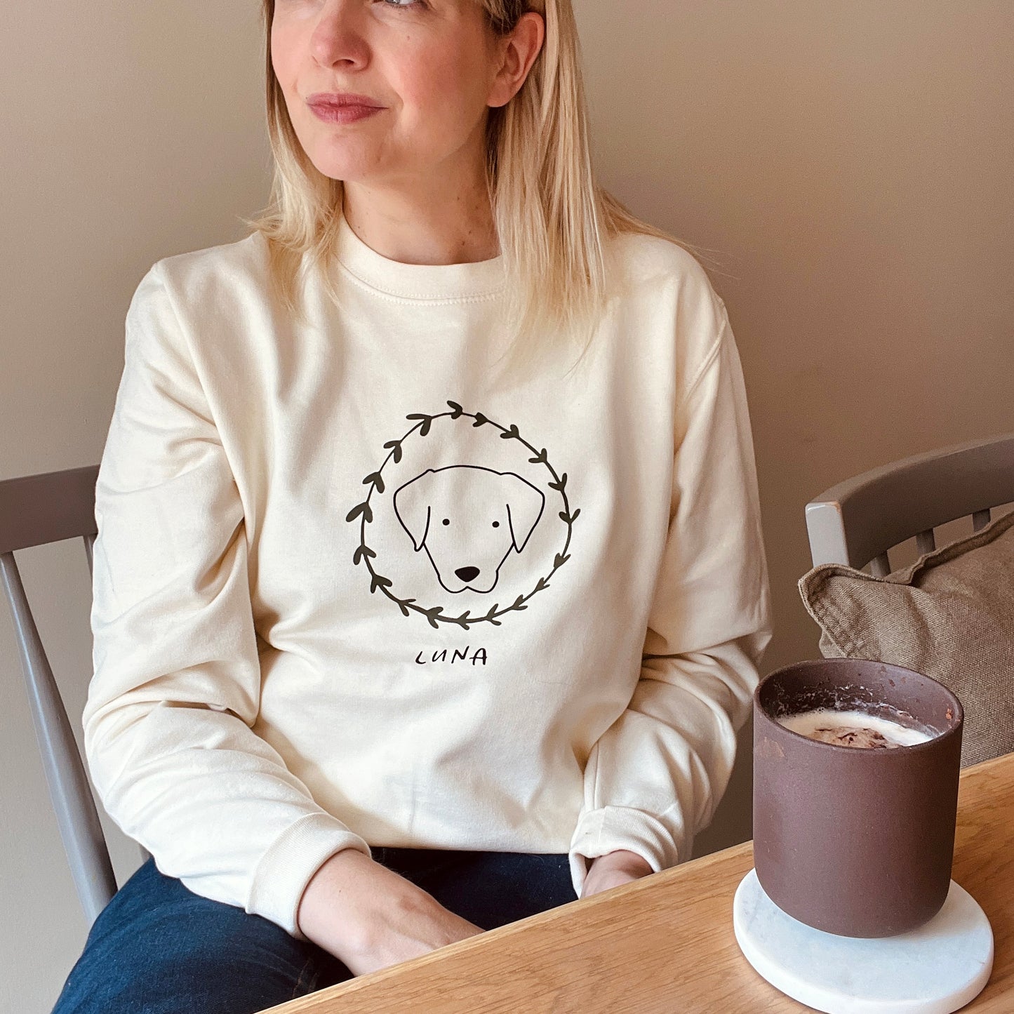 Personalised Christmas Wreath Unisex Dog Sweatshirt, Jumper.