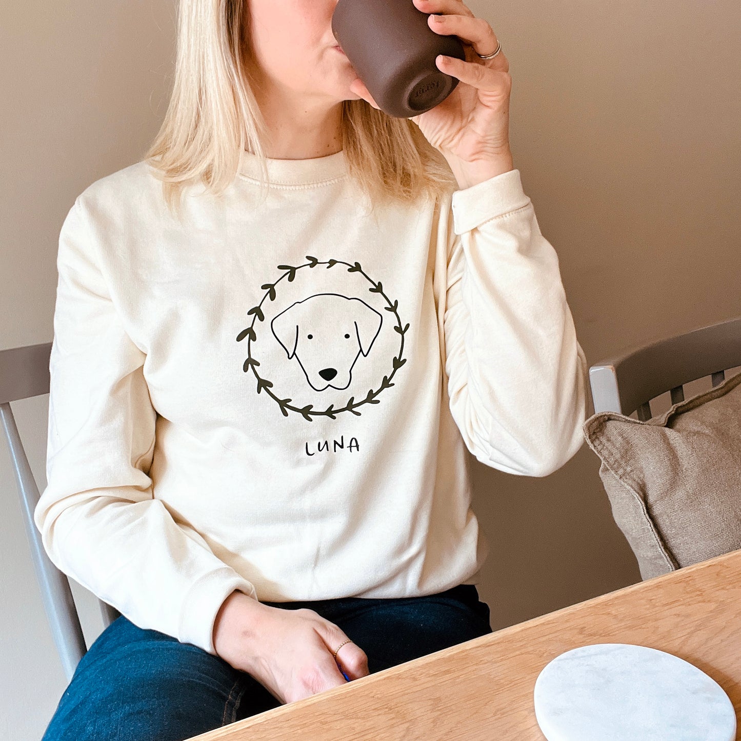 Personalised Christmas Wreath Unisex Dog Sweatshirt, Jumper.