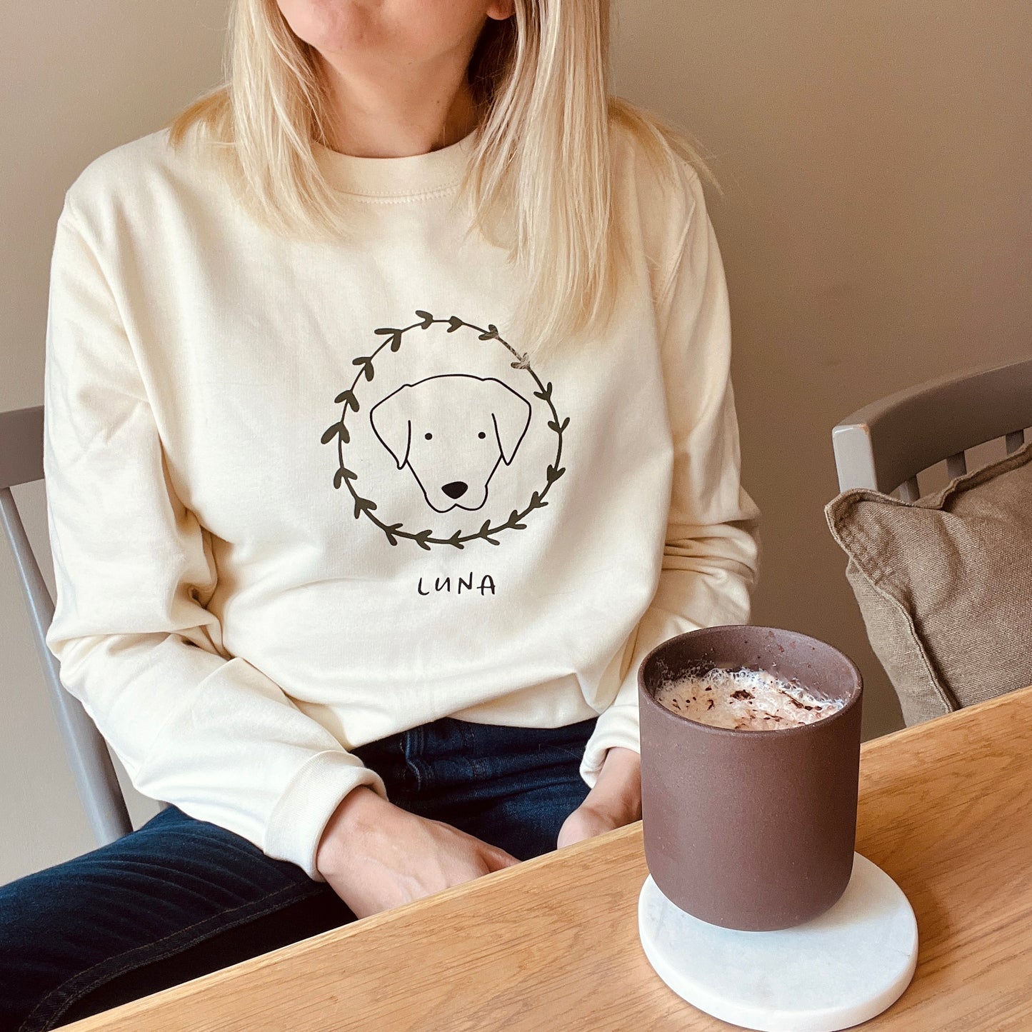 Personalised Christmas Wreath Unisex Dog Sweatshirt, Jumper.