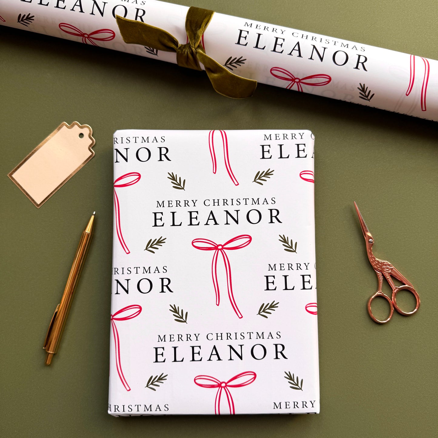 Personalised Botanical Bow Wrapping Paper