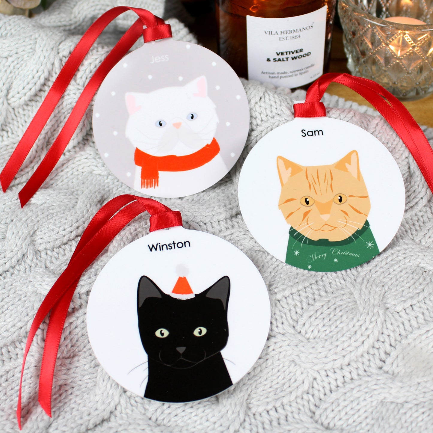 Personalised Cat Christmas Bauble / Christmas Tree Ornament
