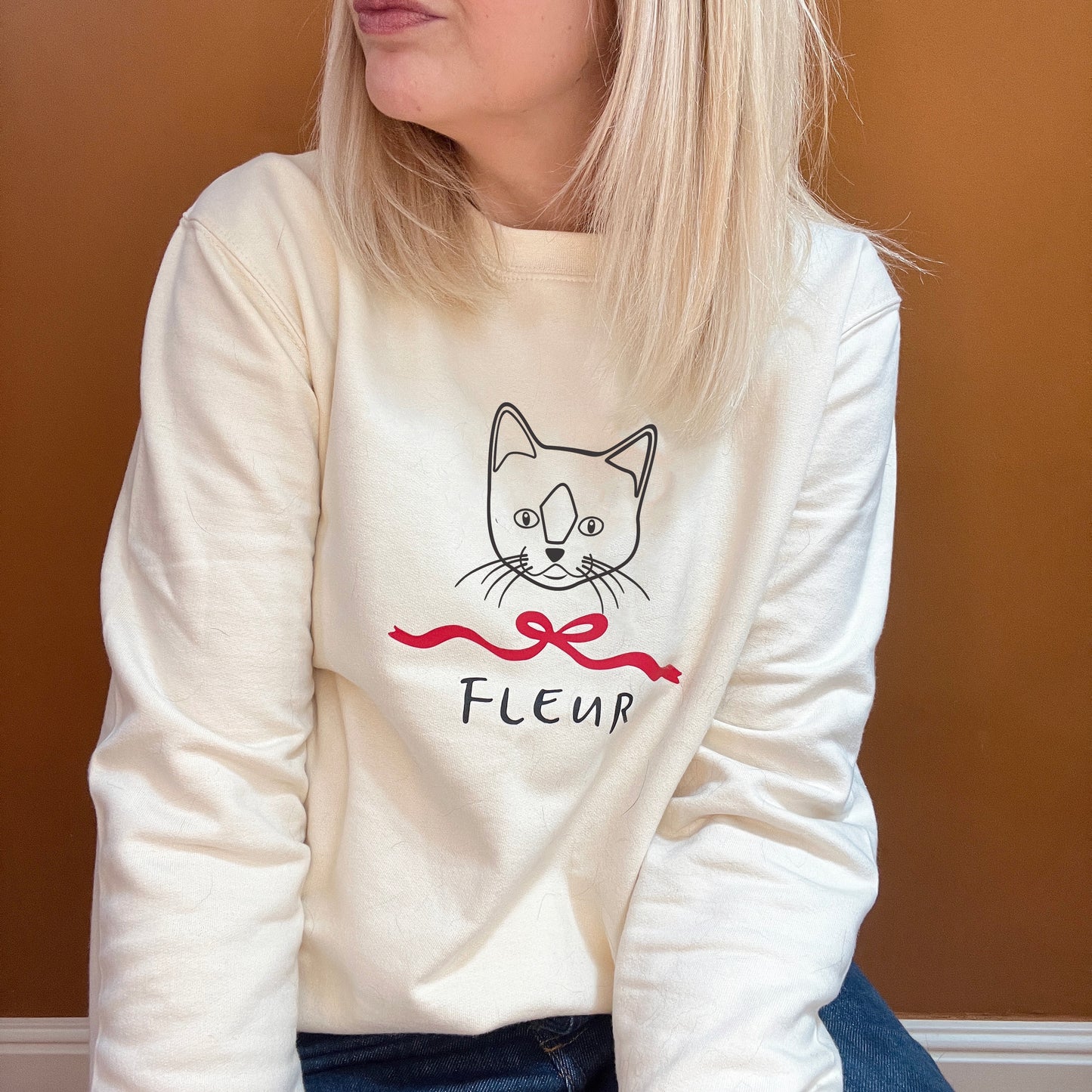 Personalised Cat And Bow Unisex Christmas Jumper