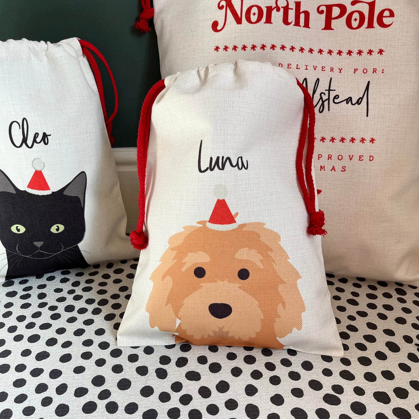 Personalised Christmas Santa Hat, Dog Sack