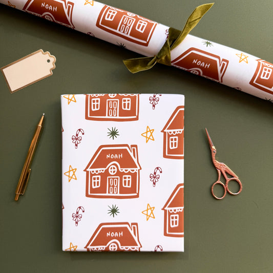 Personalised Christmas Gingerbread House Wrapping Paper