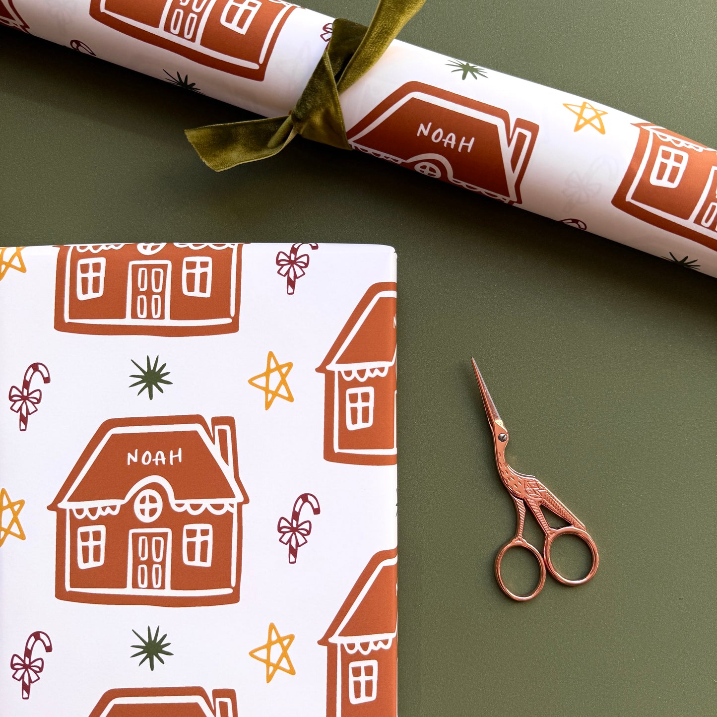 Personalised Christmas Gingerbread House Wrapping Paper
