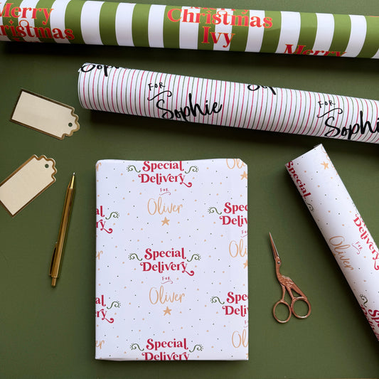 Personalised Special Delivery Christmas Wrapping Paper