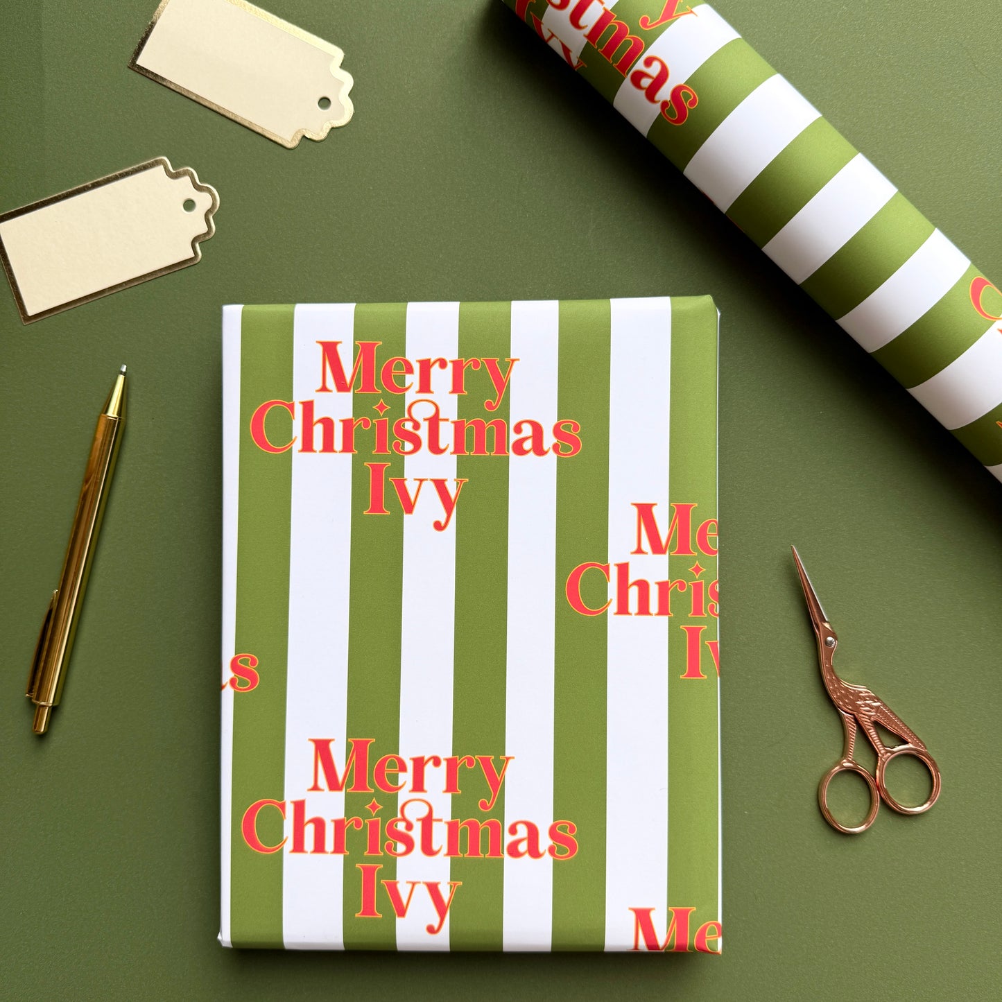 Personalised Candy Cane Stripe Christmas Wrapping Paper