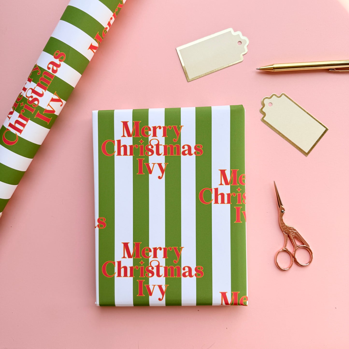 Personalised Candy Cane Stripe Christmas Wrapping Paper