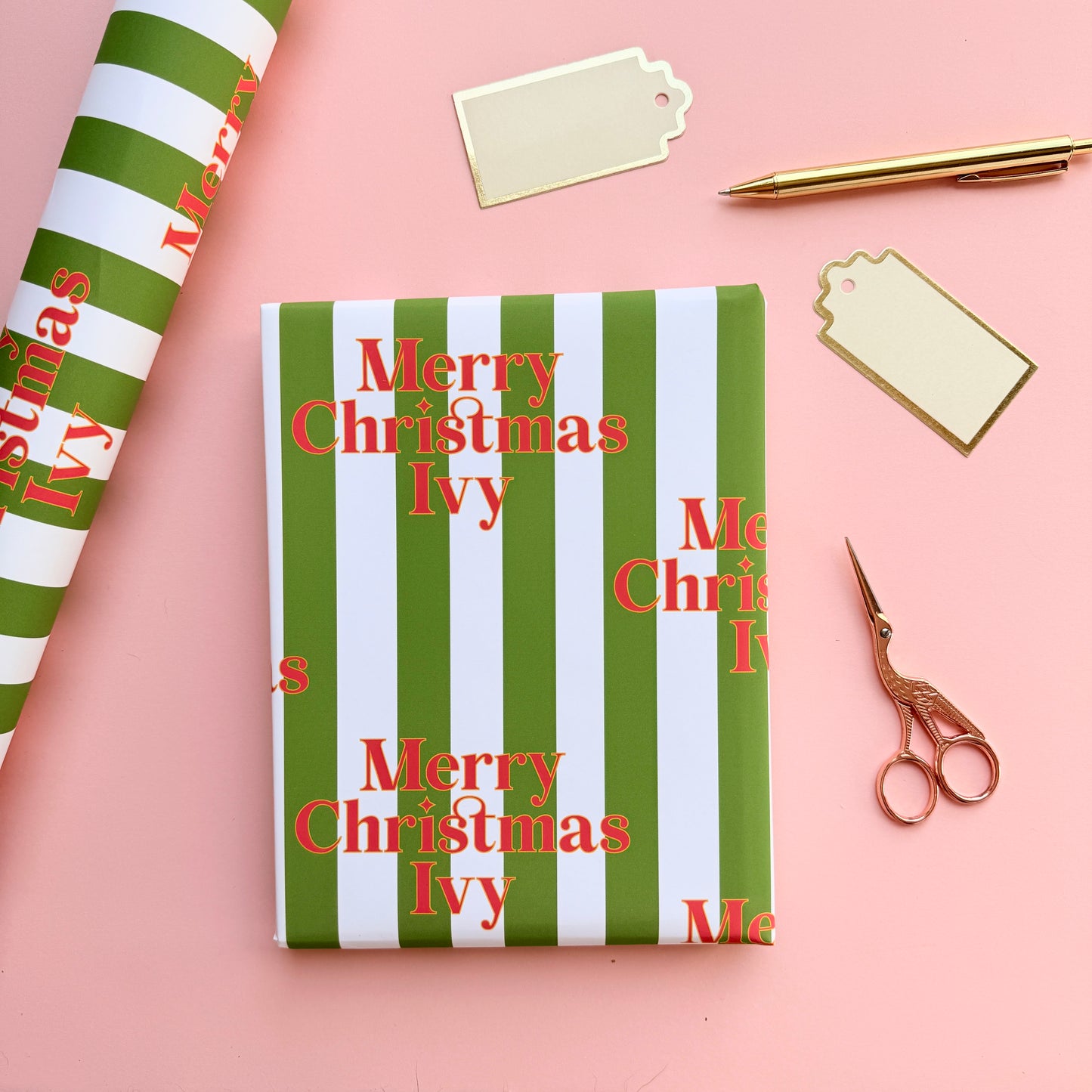 Personalised Candy Cane Stripe Christmas Wrapping Paper