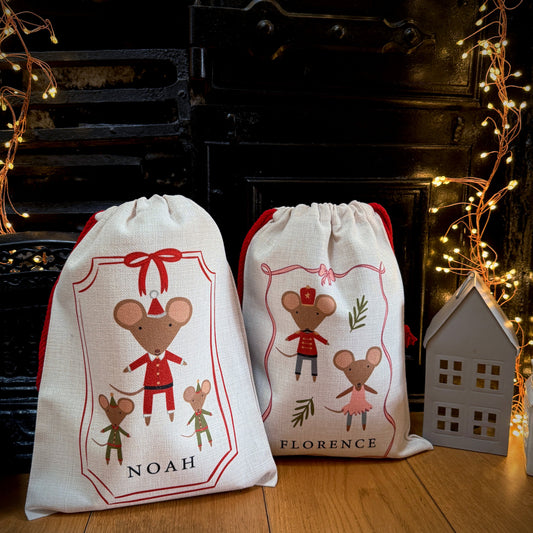 Personalised Christmas Eve Mouse Sack