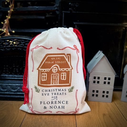 Personalised Christmas Eve Gingerbread House Sack