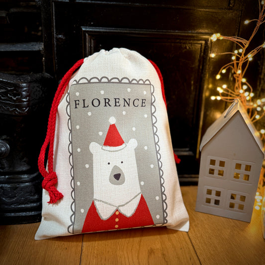 Personalised Christmas Eve Polar Bear Santa Sack