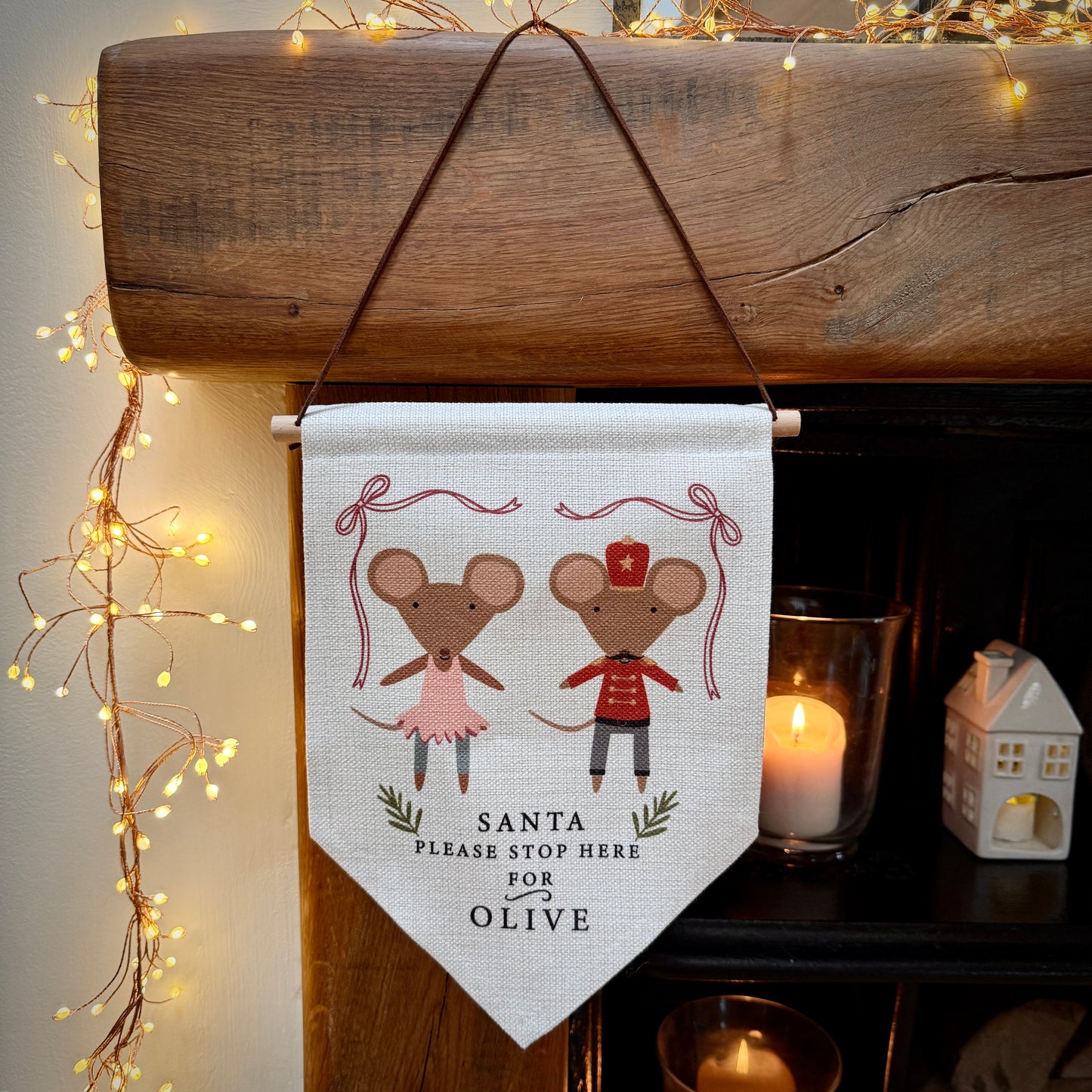Personalised Santa Stop Here Nutcracker Mouse Wall Hanging