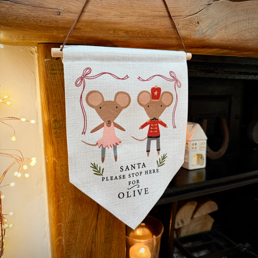 Personalised Santa Stop Here Nutcracker Mouse Wall Hanging