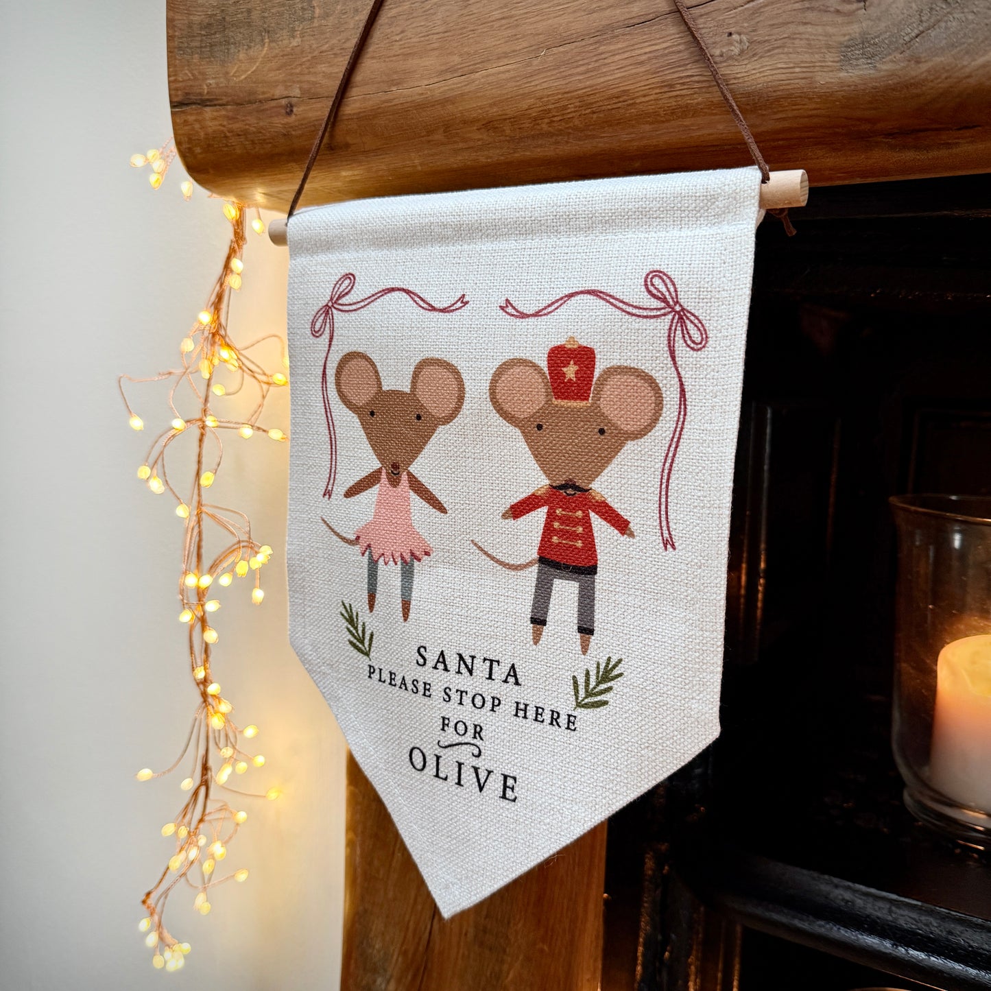 Personalised Santa Stop Here Nutcracker Mouse Wall Hanging
