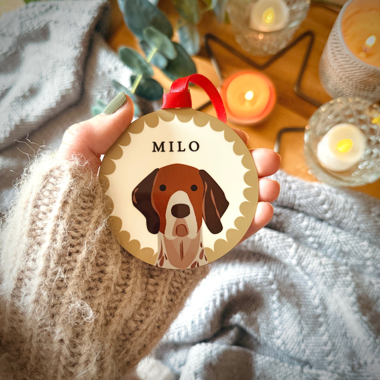 Personalised Dog Scallop Christmas Tree Ornament