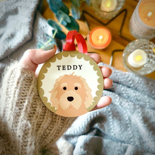 Personalised Dog Scallop Christmas Tree Ornament
