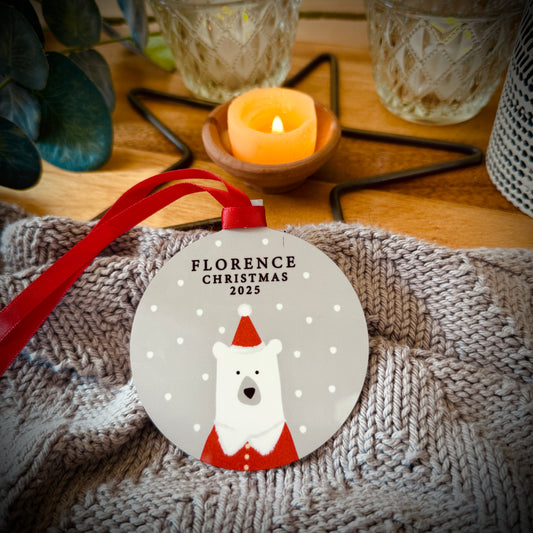 Personalised Santa Bear Christmas Tree Decoration