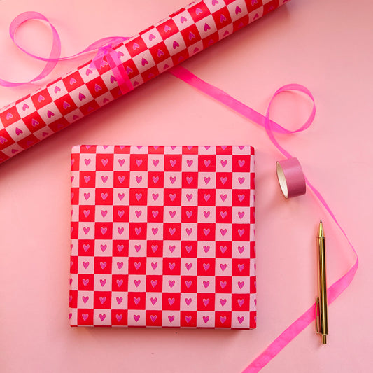Luxury Checkered Heart Wrapping Paper