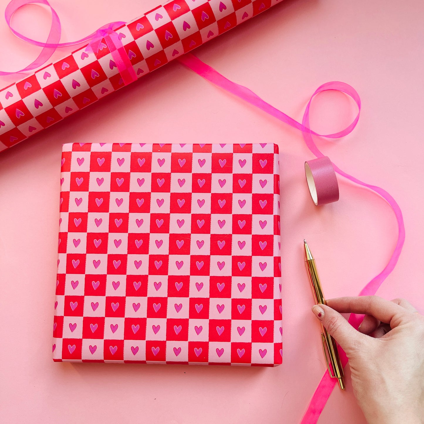 Luxury Checkered Heart Wrapping Paper